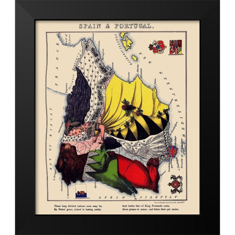 Spain Portugal - Lancaster 1869 Black Modern Wood Framed Art Print by Lancaster