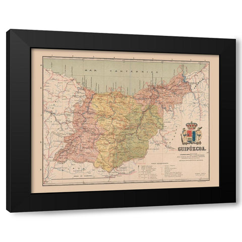 Guipuzcoa Spain Europe - Martin 1911 Black Modern Wood Framed Art Print by Martin