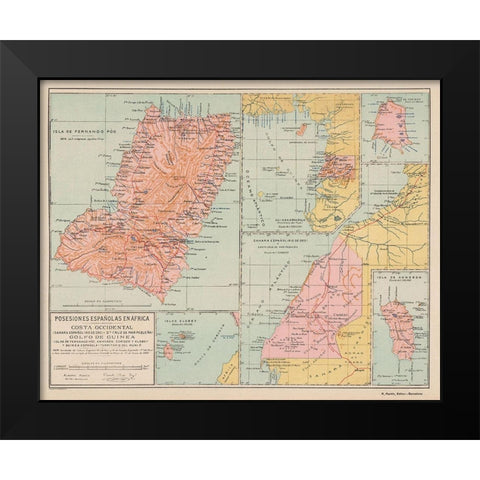 Spanish Possessions in Africa - Martin 1903 Black Modern Wood Framed Art Print by Martin