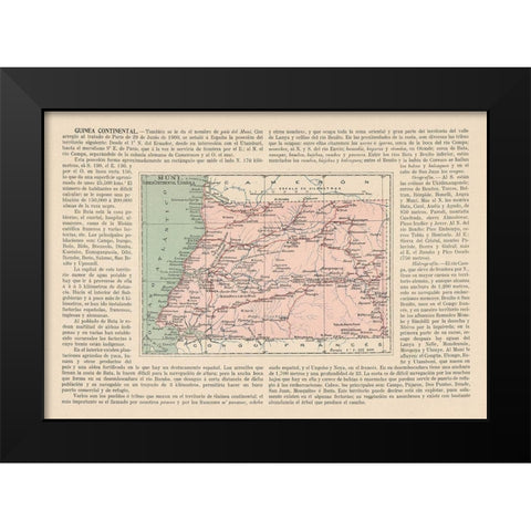 Rio Muni Guinea Africa - Martin 1911 Black Modern Wood Framed Art Print by Martin