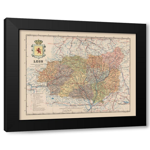 Leon Spain Europe - Martin 1911 Black Modern Wood Framed Art Print by Martin