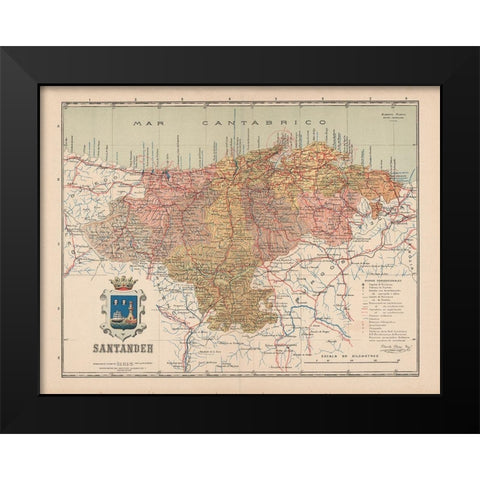 Santander Spain Europe - Martin 1911 Black Modern Wood Framed Art Print by Martin
