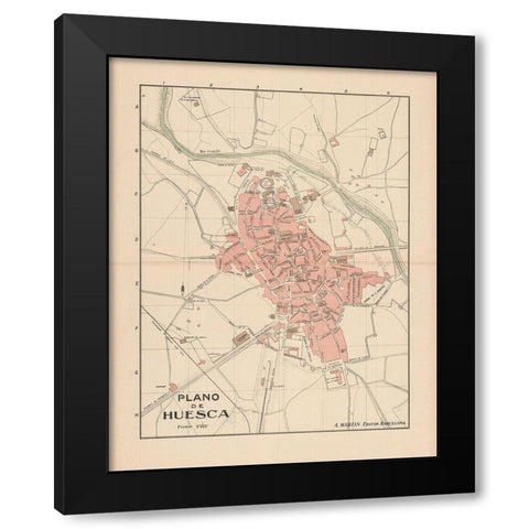 Huesca Spain Europe - Martin 1911 Black Modern Wood Framed Art Print with Double Matting by Martin
