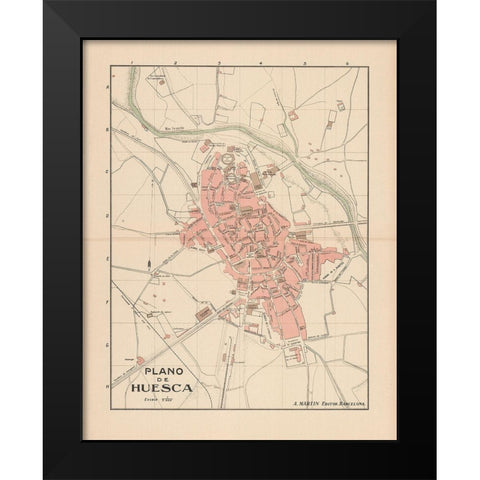 Huesca Spain Europe - Martin 1911 Black Modern Wood Framed Art Print by Martin