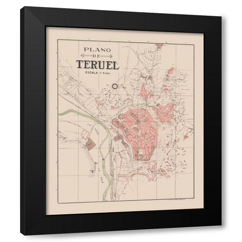 Teruel Spain Europe - Martin 1911 Black Modern Wood Framed Art Print by Martin