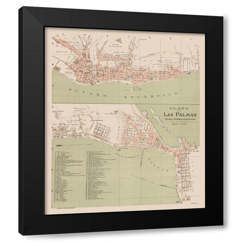 Las Palmas Spain Europe - Martin 1911 Black Modern Wood Framed Art Print with Double Matting by Martin
