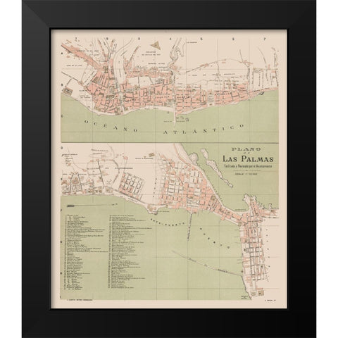 Las Palmas Spain Europe - Martin 1911 Black Modern Wood Framed Art Print by Martin