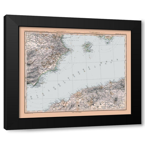 Southeastern Spain - Stieler 1885 Black Modern Wood Framed Art Print by Stieler