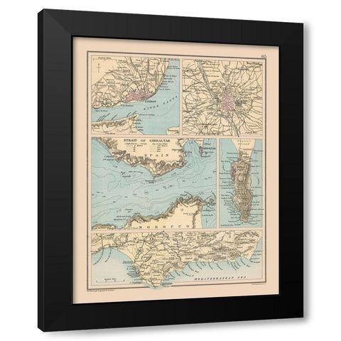 Spanish Cities Spain Portugal Europe Black Modern Wood Framed Art Print by Bartholomew