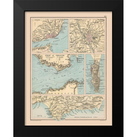 Spanish Cities Spain Portugal Europe Black Modern Wood Framed Art Print by Bartholomew