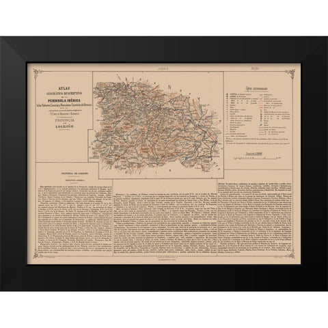 Logrono Province Spain - Valverde 1880 Black Modern Wood Framed Art Print by Valverde