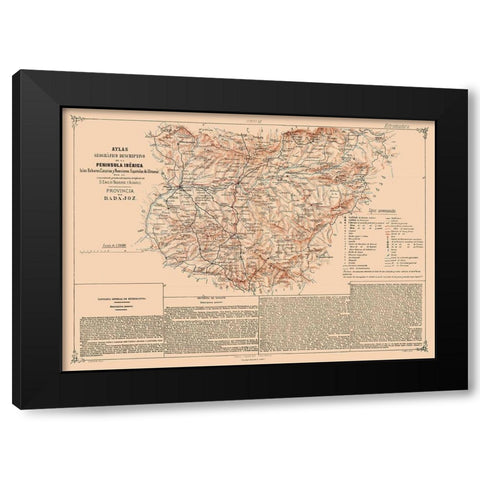 Badajoz Province Spain - Valverde 1880 Black Modern Wood Framed Art Print by Valverde