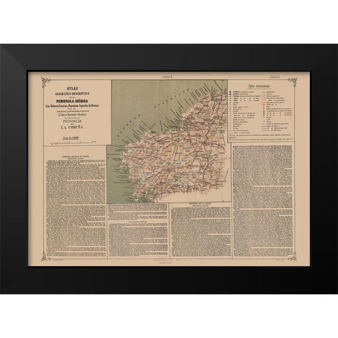 A Coruna Province Spain - Valverde 1880 Black Modern Wood Framed Art Print by Valverde