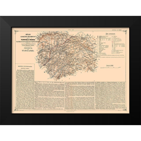 Guadalajara Province Spain - Valverde 1880 Black Modern Wood Framed Art Print by Valverde