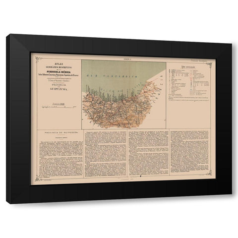 Gipuzkoa Province Spain - Valverde 1880 Black Modern Wood Framed Art Print by Valverde