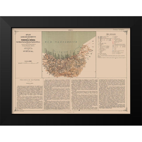 Gipuzkoa Province Spain - Valverde 1880 Black Modern Wood Framed Art Print by Valverde