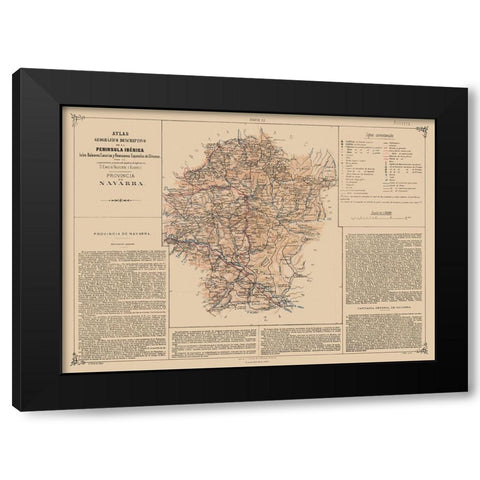 Navarre Province Spain - Valverde 1880 Black Modern Wood Framed Art Print with Double Matting by Valverde