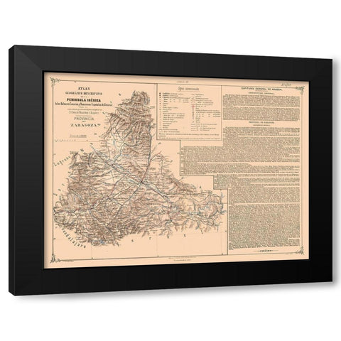 Zaragoza Province Spain - Valverde 1880 Black Modern Wood Framed Art Print by Valverde