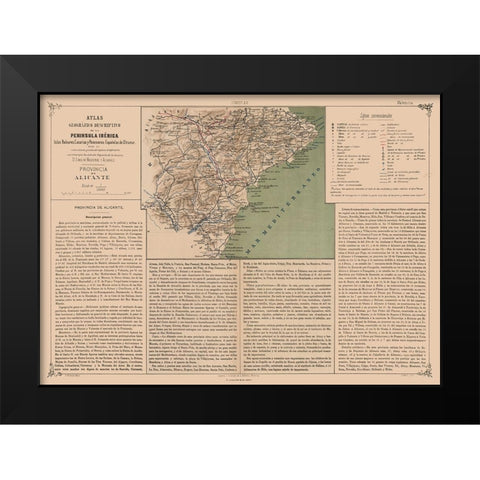 Alicante Province Spain - Valverde 1880 Black Modern Wood Framed Art Print by Valverde