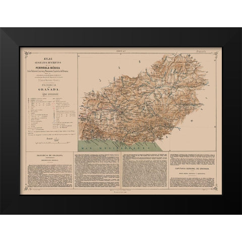 Granada Province Spain - Valverde 1880 Black Modern Wood Framed Art Print by Valverde