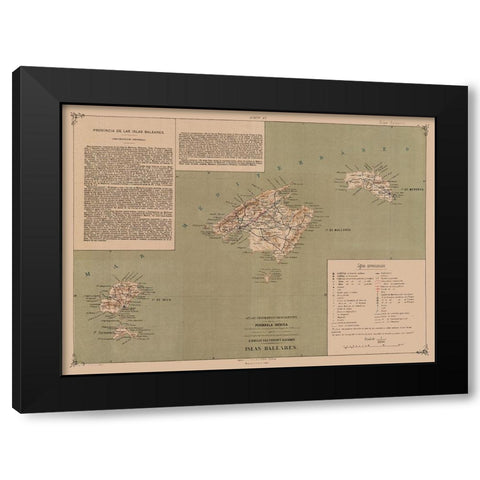 Balearic Islands Spain - Valverde 1880 Black Modern Wood Framed Art Print by Valverde