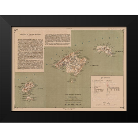 Balearic Islands Spain - Valverde 1880 Black Modern Wood Framed Art Print by Valverde