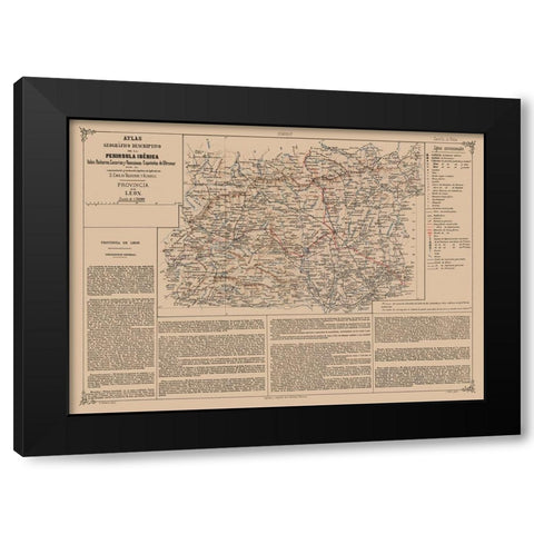Leon Province Spain - Valverde 1880 Black Modern Wood Framed Art Print with Double Matting by Valverde