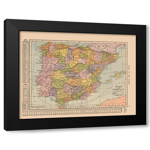 Spain Portugal - Hammond 1910 Black Modern Wood Framed Art Print with Double Matting by Hammond