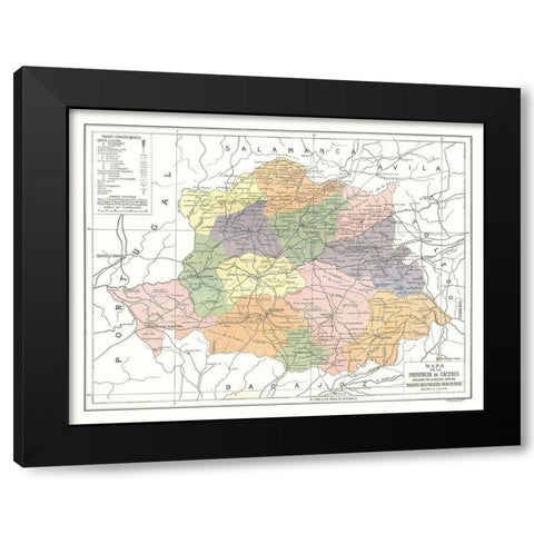 Caceres Province Spain - Pompido 1913 Black Modern Wood Framed Art Print with Double Matting by Pompido