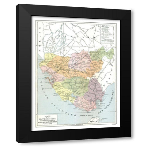 Cadiz Province Spain - Pompido 1913 Black Modern Wood Framed Art Print with Double Matting by Pompido