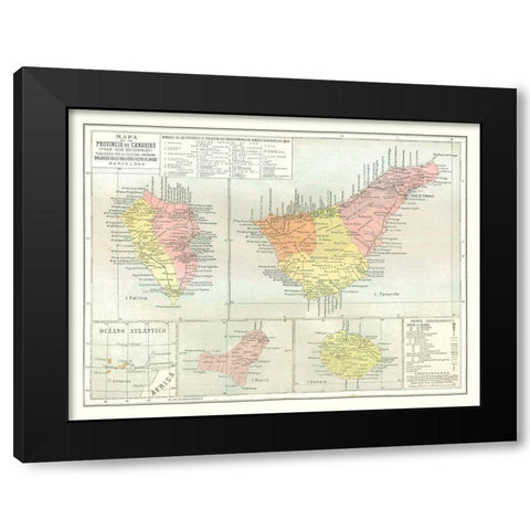 West Canary Islands Spain - Pompido 1913 Black Modern Wood Framed Art Print with Double Matting by Pompido