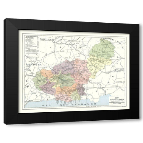 Granada Province Spain - Pompido 1913 Black Modern Wood Framed Art Print with Double Matting by Pompido