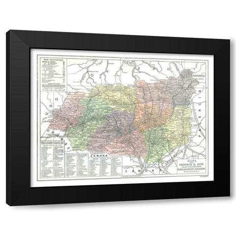 Leon Province Spain - Pompido 1913 Black Modern Wood Framed Art Print with Double Matting by Pompido
