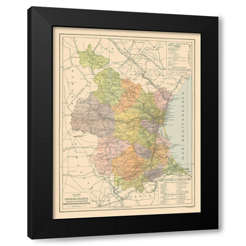 Valencia Province Spain - Pompido 1913 Black Modern Wood Framed Art Print with Double Matting by Pompido