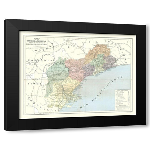 Tarragona Province Spain - Pompido 1913 Black Modern Wood Framed Art Print with Double Matting by Pompido