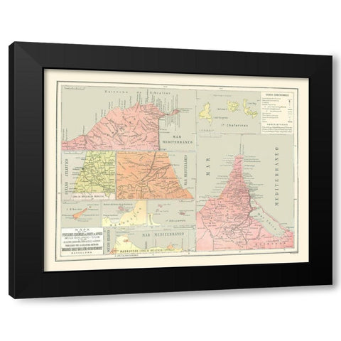 Spanish Possessions in North Africa - Pompido 1913 Black Modern Wood Framed Art Print with Double Matting by Pompido