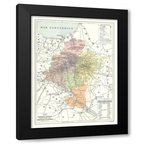 Navarra Province Spain - Pompido 1913 Black Modern Wood Framed Art Print with Double Matting by Pompido
