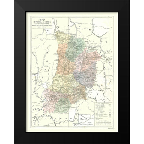 Lleida Province Spain - Pompido 1913 Black Modern Wood Framed Art Print by Pompido