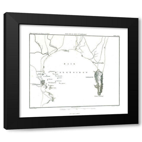 Europe Bay of Gibraltar Spain - Thiers 1866 Black Modern Wood Framed Art Print with Double Matting by Thiers