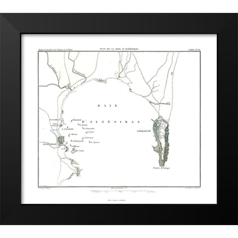 Europe Bay of Gibraltar Spain - Thiers 1866 Black Modern Wood Framed Art Print by Thiers