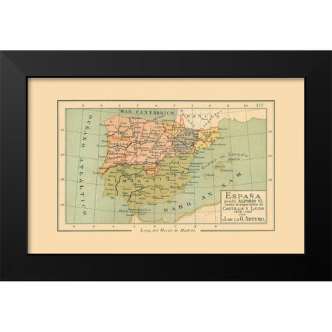 Spain 1072 AD to 1157 AD - Artero 1879 Black Modern Wood Framed Art Print by Artero