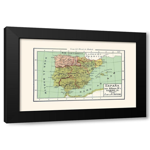 Spain 866 AD to 967 AD - Artero 1879 Black Modern Wood Framed Art Print with Double Matting by Artero