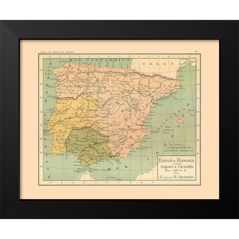 Spain 27 AD to 217 AD - Artero 1979 Black Modern Wood Framed Art Print by Artero