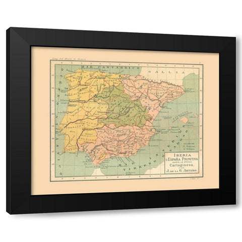 Carthaginian Presence Spain - Artero 1879 Black Modern Wood Framed Art Print with Double Matting by Artero