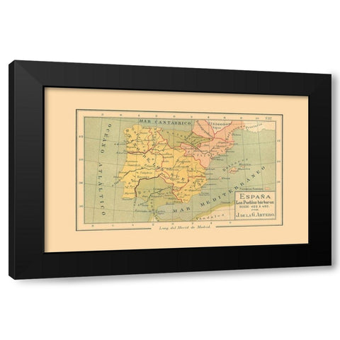 Spain 420 BC to 460 BC - Artero 1879 Black Modern Wood Framed Art Print with Double Matting by Artero