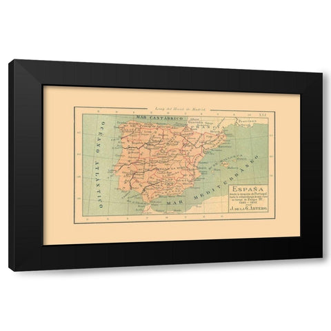 Spain 1580 AD to 1640 AD - Artero 1879 Black Modern Wood Framed Art Print by Artero