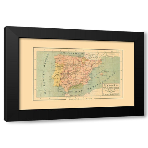 Spain 1479 AD to 1580 AD - Artero 1879 Black Modern Wood Framed Art Print by Artero
