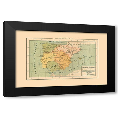 Spain 332 AD to 409 AD - Artero 1879 Black Modern Wood Framed Art Print with Double Matting by Artero