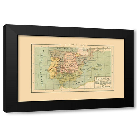 Spain 1157 AD to 1230 AD - Artero 1879 Black Modern Wood Framed Art Print with Double Matting by Artero