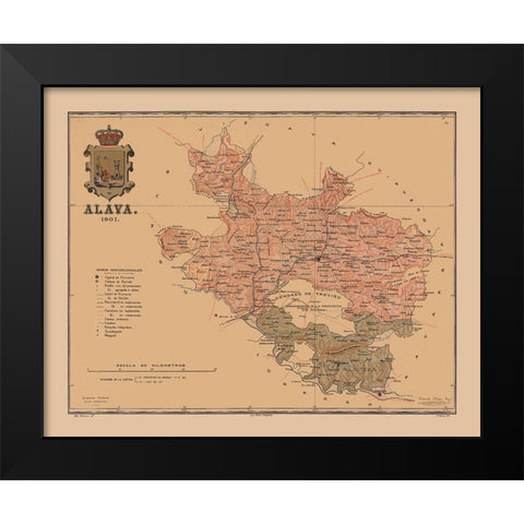 Alava Spain 1901 - Martine 1904 Black Modern Wood Framed Art Print by Martine